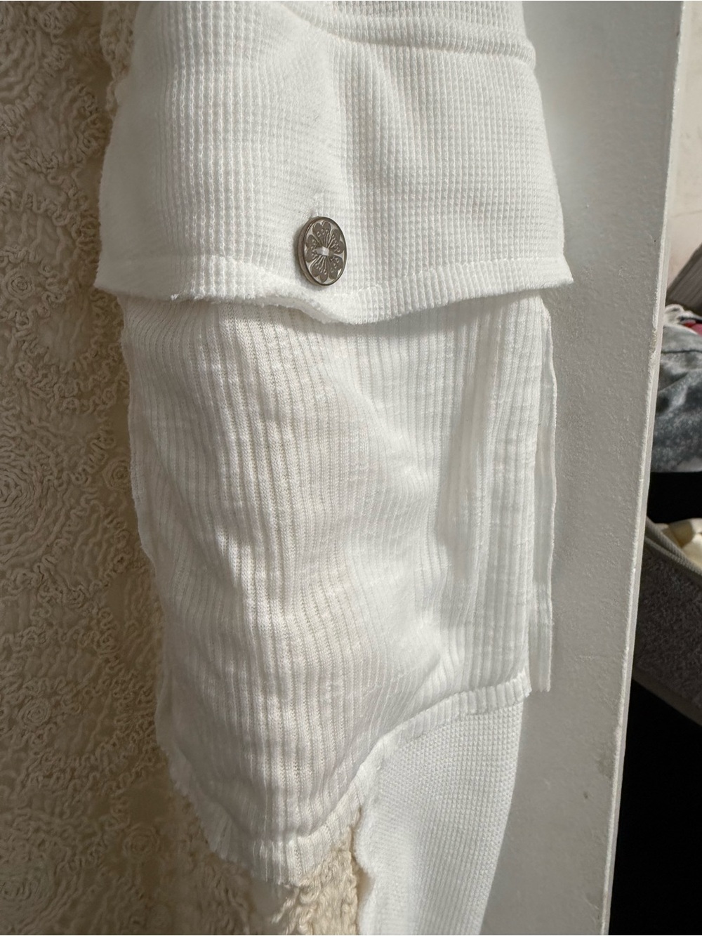 POL Cream & White Lace Panel Jogger Track Pants - Picture 3 of 6